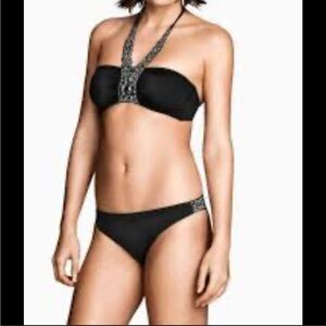 H&M Black Beaded Halter Bikini Set